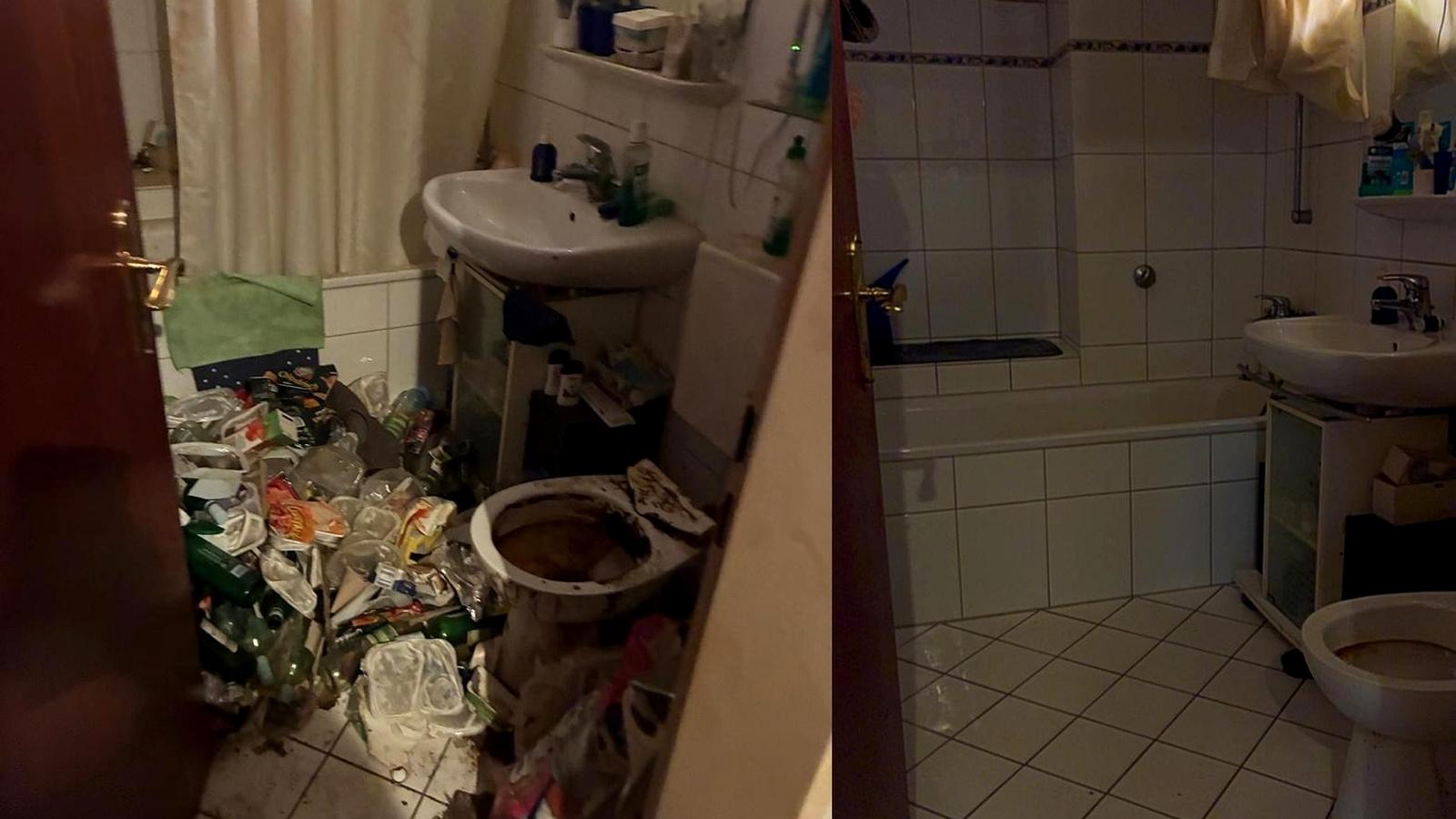 Messie Wohnung Badezimmer Bremen stark verschmutzt vorher nach professioneller Reinigung Titel: